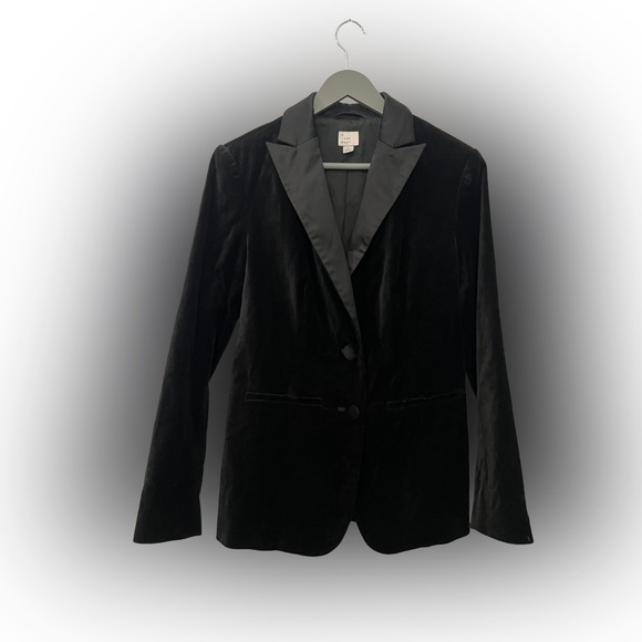 a new day Jackets & Blazers - A New Day Black Velvet, Satin, & Buttons Blazer – Size 6  FLAW  Night Out Party